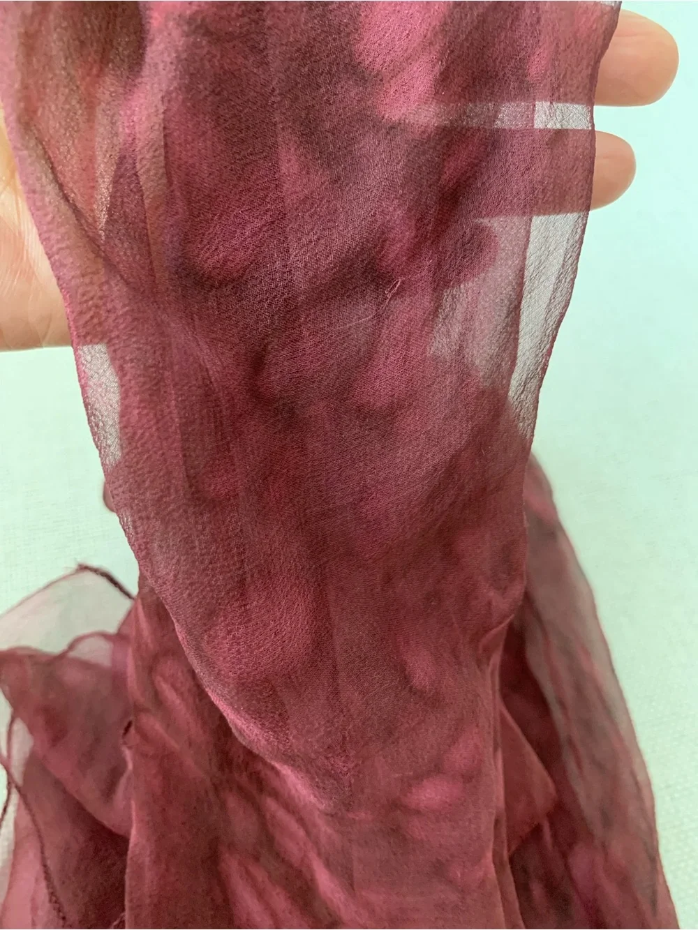 Silk Burgundy Scarf - 100% Silk Lightweight Wrap